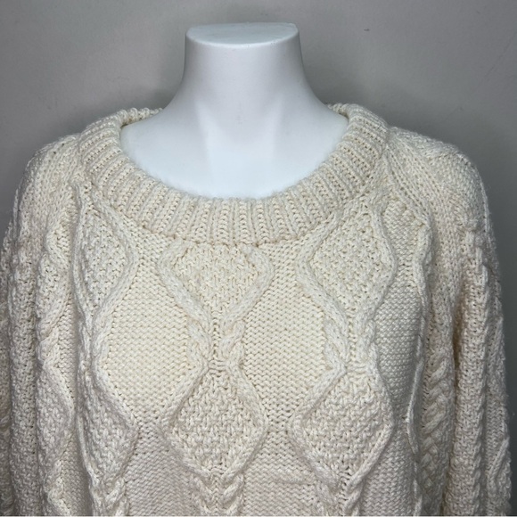 Handknit Crewneck Cottagecore Fisherman’s Sweater - Picture 3 of 11